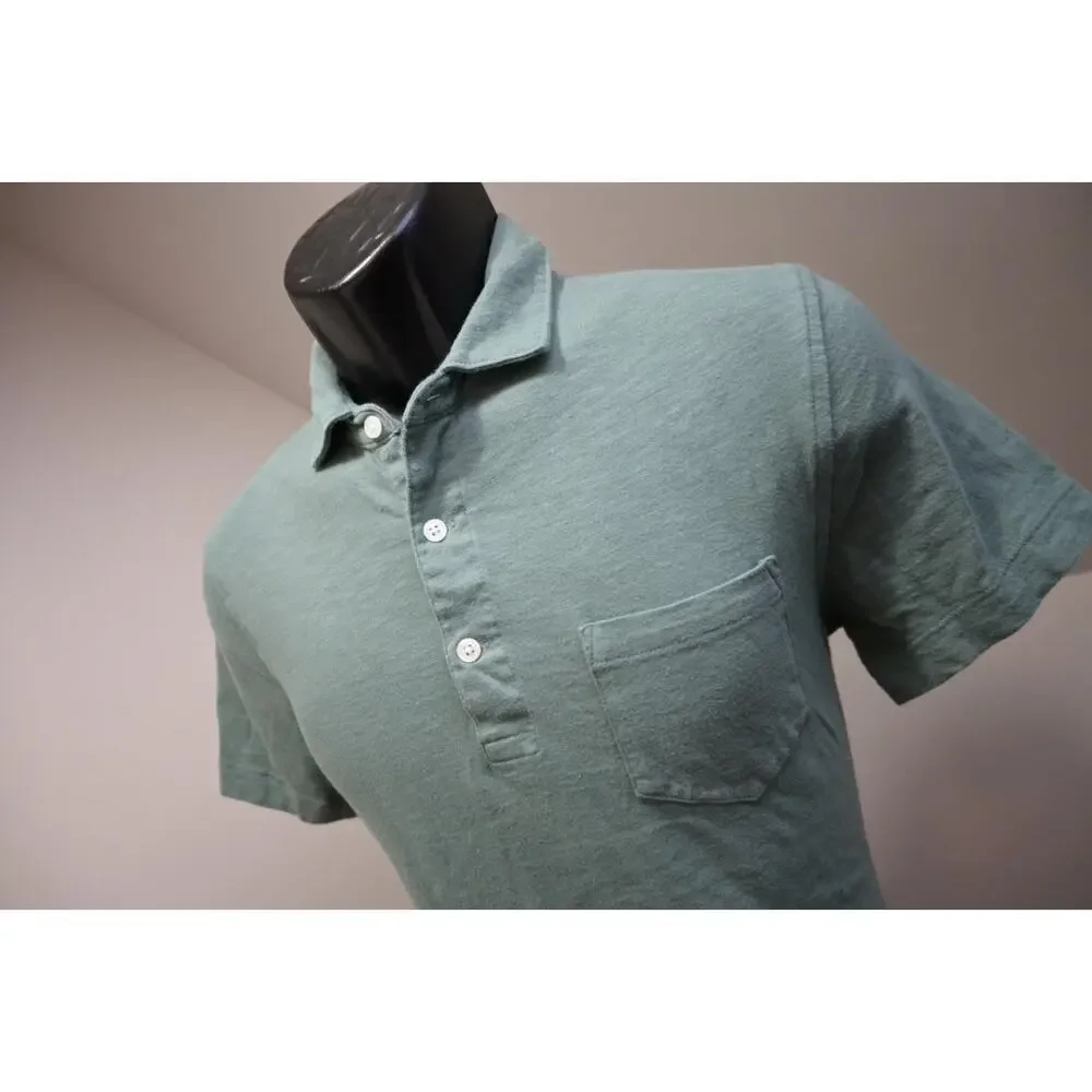 J Crew Casual‎ Polo Shirt Short Sleeve Green Slub Cotton Mens Size Small